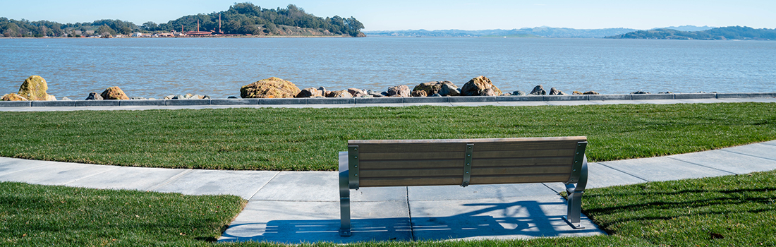Bench in front of the bay.
